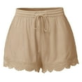 thumbnail image 2 of Trendfront Women's High Waisted Lace Drawstring Shorts Casual Summer Fashion Everyday Wear Lounge Bottoms, 2 of 6