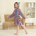 thumbnail image 4 of FORMRS Niños Bathrobe Unisex Hooded Robe Soft Plush Pajamas Sleepwear, Size 10-12T, Colorful Wavy Plaid, 4 of 7