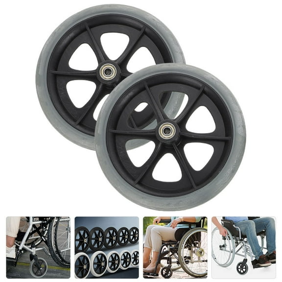 ifundom Stable Grey Swivel Wheelchair Wheels 2 Pieces Replacement Smooth Rolling for Easy Navigation
