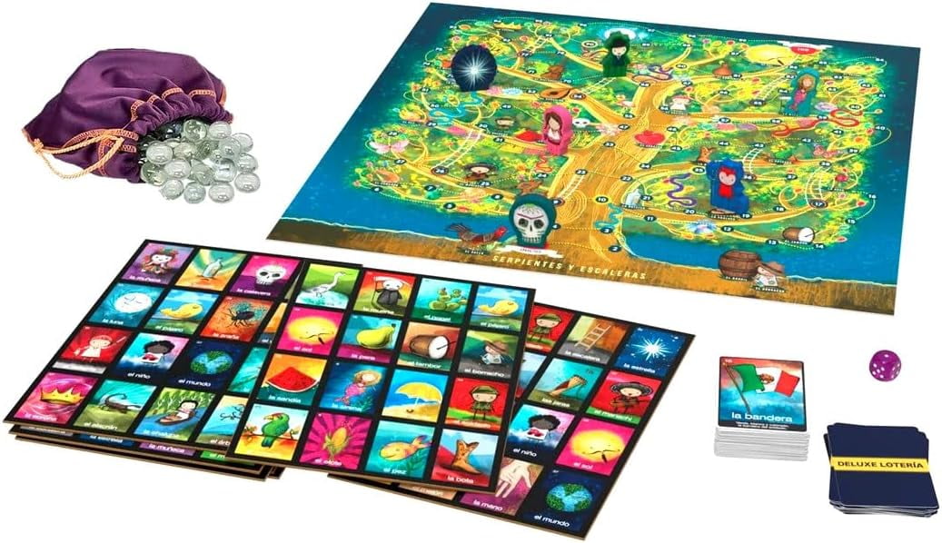 Deluxe Loteria & Serpientes Y Escaleras Traditional Mexican Board Game