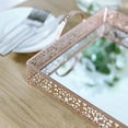 thumbnail image 3 of BalsaCircle 16x12" Rose Gold Metal Rectangle Fleur De Lis Trimative Mirror Serving Tray, 3 of 8