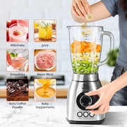 Uten Glass Blender for Kitchen, 18 Speed Countertop Blender with 63oz Glass Jar, Professional Smoothie with 6-Leaf Stainless Steel Blade