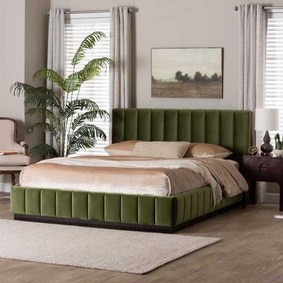 Baxton Studio Granger Modern Platform Bed, Queen, Moss Green