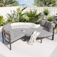 thumbnail image 3 of Patio Furniture Outdoor Round Daybed, 4 Pieces All Weather Metal Conversation Sectional Sofa Set with Removable Cushions and Separate Seating for Patio Lawn Garden Backyard Porch Pool, Gray, 3 of 8