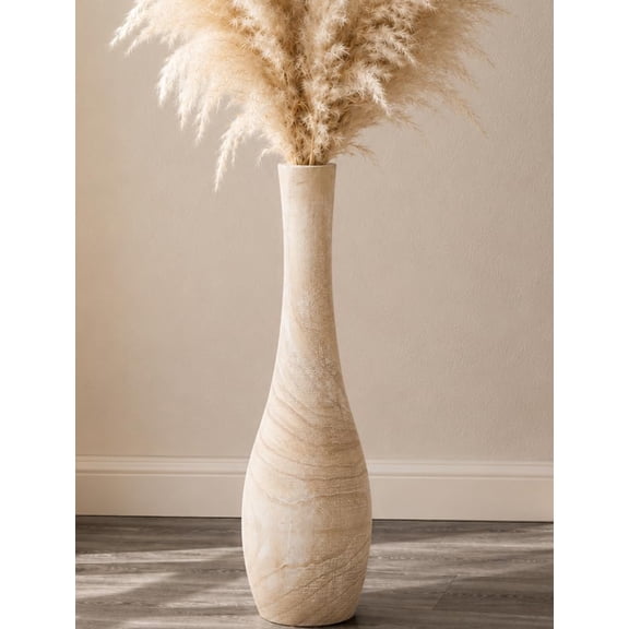 Hanobe 22" Tall Floor Vase Decorative Tall for Pampas Grass, Boho Farmhouse Living Room Decor  （Whitewashed）