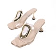 thumbnail image 4 of KEGIRLOM Women's Versatile Buckle Strap Breathable Plus Size Heel Height-Increasing Shoes Spring/Summer Trendy Comfortable High Heels Shoes Gold 9.5, 4 of 6