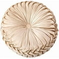 thumbnail image 3 of SHANNA Round Velvet Seat Cushion Pleated Pumpkin Floor Throw Pillow 14''x14'' Soft Decorative for Bed Sofa Couch Car Seat, Beige, 3 of 7