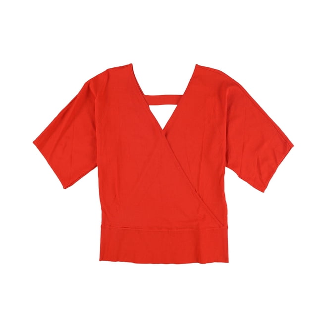 bar III Blusa cruzada con recorte en la espalda para mujer, roja, pequeña