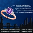 thumbnail image 2 of Gem Stone King 18K Rose Gold Plated Silver Purple Amethyst and White Moissanite Engagement Ring for Women | 1.96 Cttw | Oval Checkerboard 9X7MM | Gemstone February Birthstone | Size 8, 2 of 7