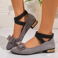 thumbnail image 2 of HomeDM Womens Low Block Mary Jane Shoes Closed Pointy Toe Elastic Ankle Strap Dressy Comfortable Dress Shoes, Gray Size 9.5, 2 of 9