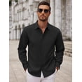 thumbnail image 6 of COOFANDY Mens Dress Shirt Long Sleeve Casual Button Up Slim Fit Dress Shirts Lightweight Camp Collar Shirt, 6 of 9