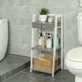 thumbnail image 5 of x-Cosrack 3-Tier Bathroom Ladder Shelf, Floor Storage Shelf with Drawer, Freestanding Open Tower Shelving Unit for Bathroom Living Room Balcony, White, 5 of 8