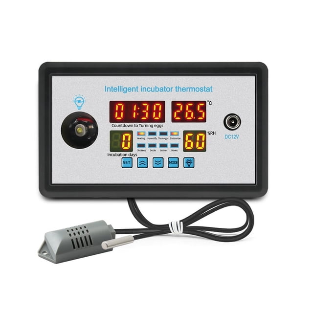 ZFX-W9002 Termostato Inteligente Incubadora de Control de Temperatura y Humedad Digital 360 Volteo AutomáTico de Huevos 12V