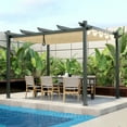 thumbnail image 2 of Costway 10x12ft Outdoor Aluminum Retractable Pergola Canopy Shelter Grape Trellis Beige, 2 of 12