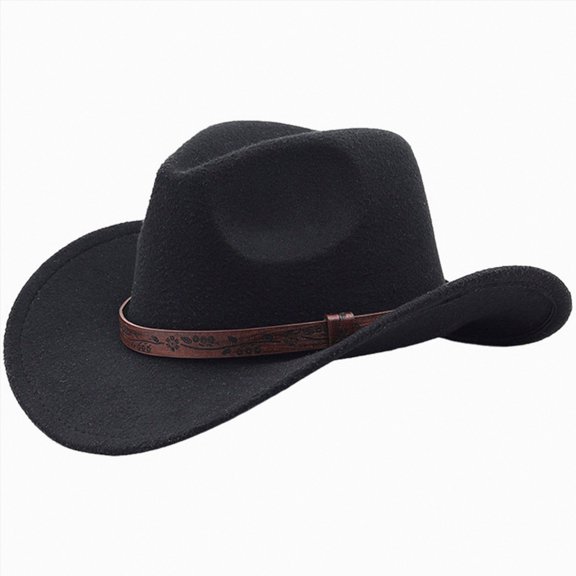 CAUYDY Kids Fedora Cowboy Hat for Boys Youth Girls Western Cowgirl Hats Toddler Baby Sun Beach Hat for Summer Fall Winter Outfits Sizes 3-8 Years,Black