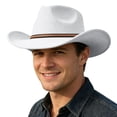 thumbnail image 3 of Wide Brim Cowboy Hat for Men Roll Up Brim Shapeable Western Cowgirl Fedora Lightweight Summer Beach Sun Hat, 3 of 5