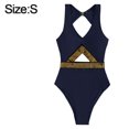 thumbnail image 2 of Traje de baño de una pieza con escote en V y cintura alta para mujer, sexy, con control de abdomen, con nudo en la parte delantera, 2 of 5