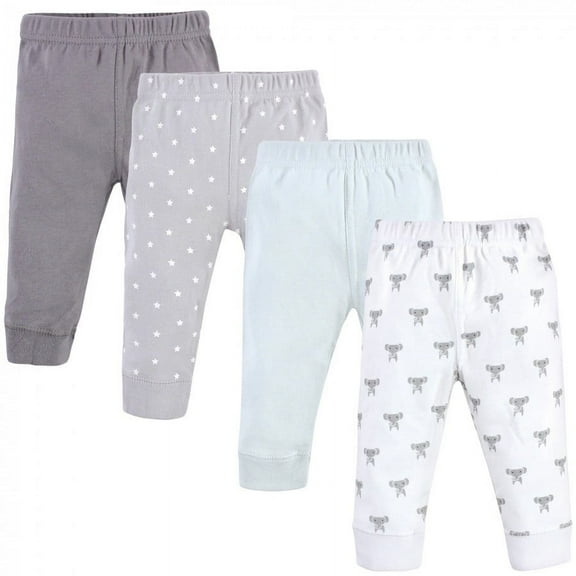 Hudson Baby Baby and Toddler Cotton Pants 4pk, Modern Elephant, 0-3 Months
