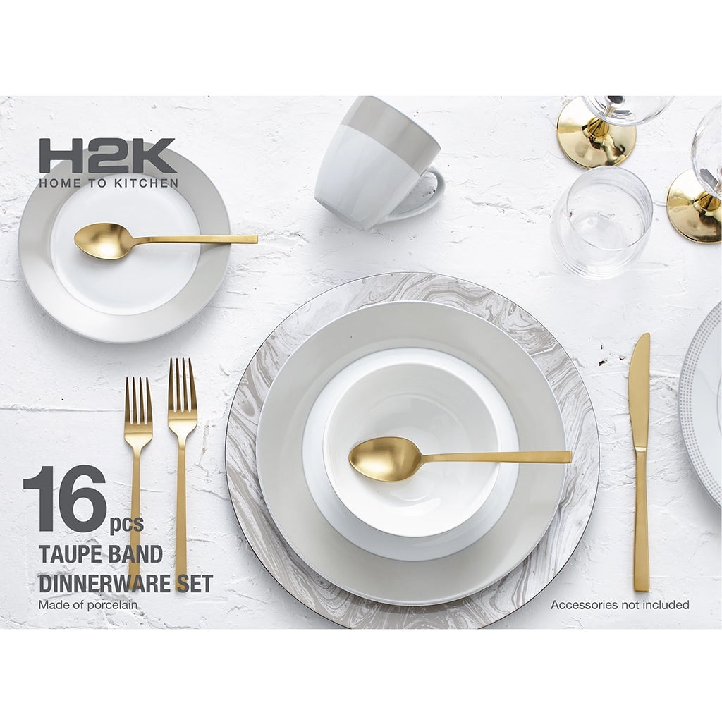 Safdie & Co. Ensemble À Diner 16PC Bande Taupe