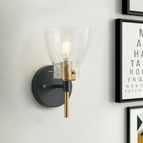 1-Light Bathroom Wall Sconce, Brushed Gold Seeded Glass Vanity Light, Modern Wall Light Fixture