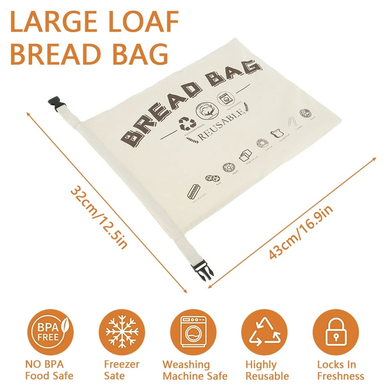 Reusable Linen Bread Bags for Homemade Bread Container, Set of 2 Reusable  Bread Storage, Natural Large Storage for Artisan Bread (Unbleached)