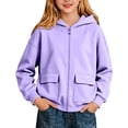 thumbnail image 2 of Kids Girls Boys Hoodies Preppy Long Sleeve Hooded Sweatshirt Pullover Top with 2 Pockets, 2 of 4