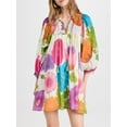 thumbnail image 3 of SUNSIOM Robe Mini Femme Manches 3/4 à Pois/fleur Imprimé Ample Décontractée Robe d'Été Plage, 3 of 7