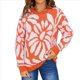 thumbnail image 1 of Suéter de Punto Afelpado para Mujer, Cuello Redondo, Larga, Estampado Floral, Suave, , Holgado, para Otoño e Invierno Naranja M, 1 of 9