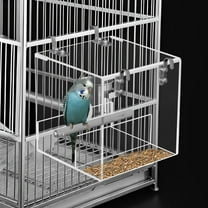Automatic Bird Feeder Clear Acrylic Bird Cage Feeder No Spill Bird Feeder for Cage No Mess Bird Cage Pet Feeder Seed Food Container for Parakeet Parrot Cockatiels 5.1x4.3x5.1 inch/6.3x6.3x6.3 inch