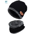 thumbnail image 2 of Deago Kids Winter Hat and Scarf Set Warm Knit Beanie Cap and Circle Scarf with Fleece Lining for Children Boys Girls (Black), 2 of 7