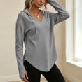 thumbnail image 5 of Jsaierl Women's Waffle Hoodies Basic Solid Color Hooded Sweatshirt Athletic Pullover V Neck Workout Long Sleeve Tops Fall Fashion with Thumb Hole S-2XL, 5 of 9