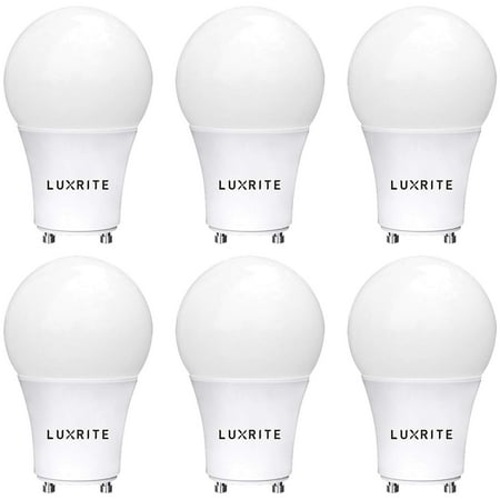 Luxrite GU24 LED A19 Light Bulb, 60W Equivalent, 2700K Soft White, Dimmable, 800 Lumens, LED GU24 Bulb, 9W, Enclosed Fixture Rated, UL Listed, Perfect for Ceiling Fans and Outdoor Fixtures (6 (Best Light Bulbs For Enclosed Fixtures)