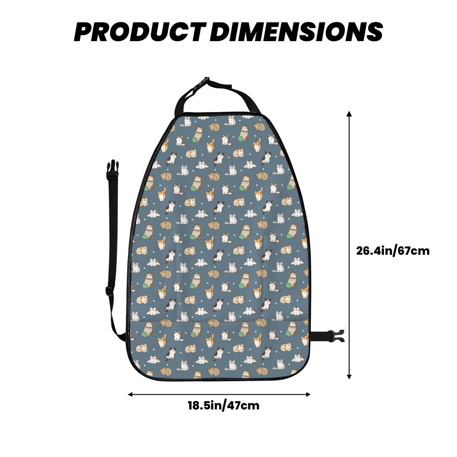 Kdxio Cute Cats And Dogs Print 2 Pack Car Kick Mat Seat Cover Back Protector Mat with Pockets for Organizer Backseat Protector and Storage Anti Kick Pad for Vehicles