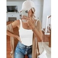 thumbnail image 6 of SMZ Women's Square Neck Sleeveless Bodysuit Double Lined Tops Thong Bodysuit White/Black Bodysuit Tummy Control, 6 of 7