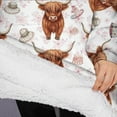 thumbnail image 3 of Oversized Wearable Blanket Hoodie,White Highland Cow Hat Dress Pattern Sherpa Blanket Hoodie with Super Pockets,Super Warm Fuzzy Pullover for Women & Men, 3 of 6