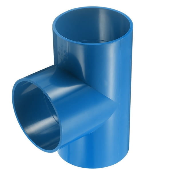 Uxcell 1Pcs 4" Tee 3 Vías Conector de Accesorios de Tubo, Accesorio de Esquina de Grado de Construcción de Muebles para Estructura de Soporte de Estante de Hágalo Usted Mismo, Conexión de Carpa, Azul