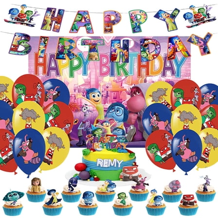 Inside Out birthday decorations, party supplies set including banners, balloons, cake toppers