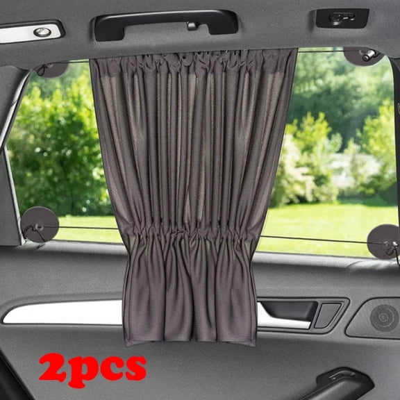 2Pc Car Curtain Suction Cup Heat Insulation Sunshade Side Window Privacy Sunscreen Heat Insulation Sunshade Interior Accessories