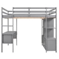 thumbnail image 5 of Full Wood Loft Bed with Ladder and Guard Rail, Loft Bed with Storage Shelves and Drawers, Loft Full Bed for Teenagers, Multiple Functions Bed(Gray), 5 of 8
