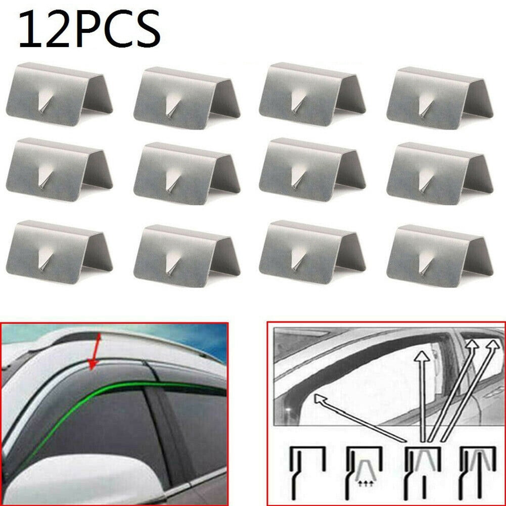 BESVEH 12 Pcs Wind Rain Deflectors Channel New Metal Universal Clips ...