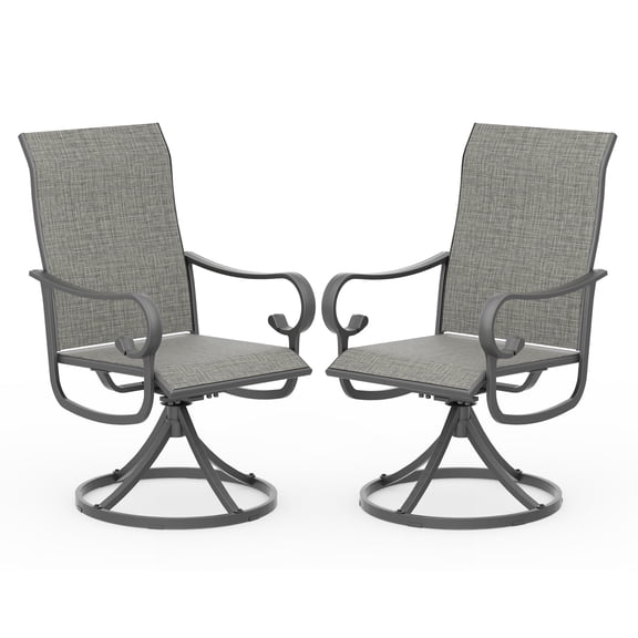 Zidtia Patio Swivel Rocker Chairs Set of 2, High Back Outdoor Dining Chairs with Sturdy Metal Frame, All-Weather Swivel Chairs,Gray