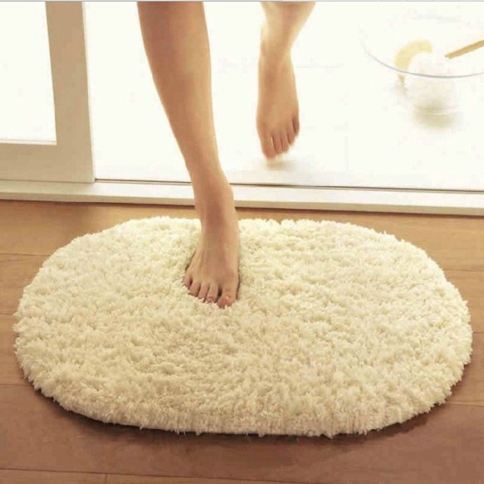 Zhuge 1 Pc 31.5×47.2in Ellipse Non-Slip Washable Polyester Bathroom Rug, Multi-Use Durable Bath Mat, Doormat & Living Room Rug for Home Decor, Dark Red