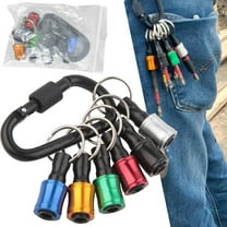 6-Piece Hexagonal Tool Holder Impact Drill Bit Rack, 6 Set of 1/4 Inch Hex Shank Impact Drill Bit Holder Key Chain Alloy Drill Bit Holder With Black Carabiner for Functional Tool & Home