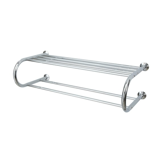 Organize It All Wall Mounted Bath Shelf with Towel Bar in Chrome