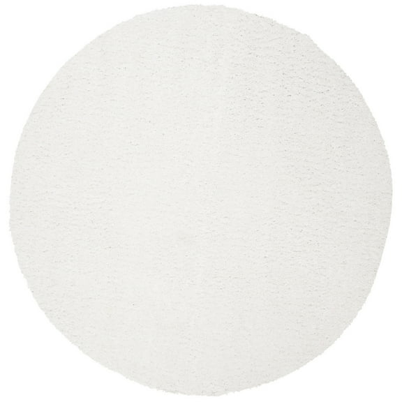SAFAVIEH August Carlene Solid Plush Shag Area Rug, White, 11' x 11' Round