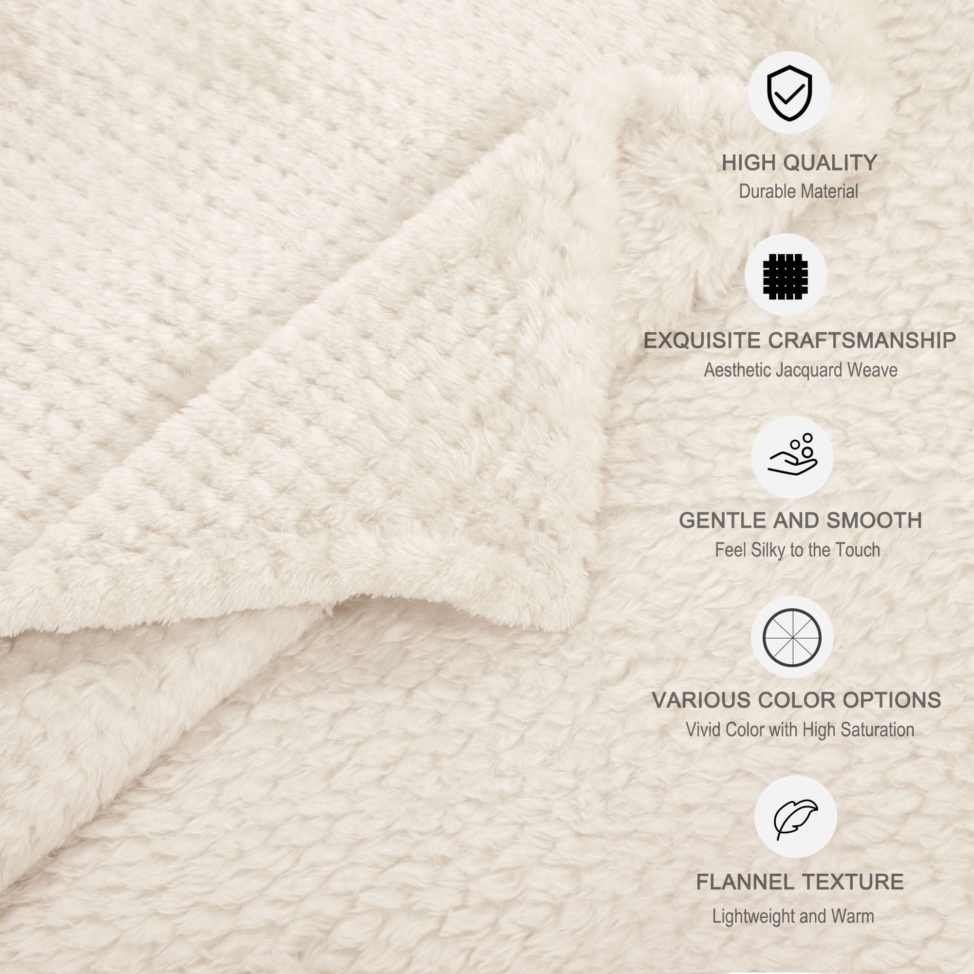 REGALWOVEN Luxury Fleece Bed Blanket Woven Mesh Beige 78"x90"