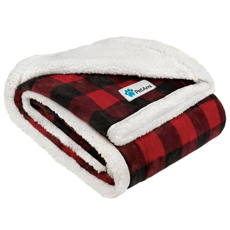 UPC: 0819594024701 | PetAmi WATERPROOFDog Blanket For Bed  XL Dog Pet Blanket Couch Cover Protection  Sherpa Fleece Leakproof Bed Blanket for Crate Kennel Sofa Furniture Protector  Reversible Soft Plush 80×60 Checker Red