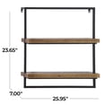 thumbnail image 3 of DecMode 26" x 7" 2-Tier Brown Wall Shelf with Black Metal Frame, 3 of 13
