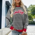 thumbnail image 2 of Tiweut Christmas Sweatshirts Women Jolly Glitter Patch Crewneck Sweater Xmas Long Sleeve Pullover Top,A-Black,Black, 2 of 4