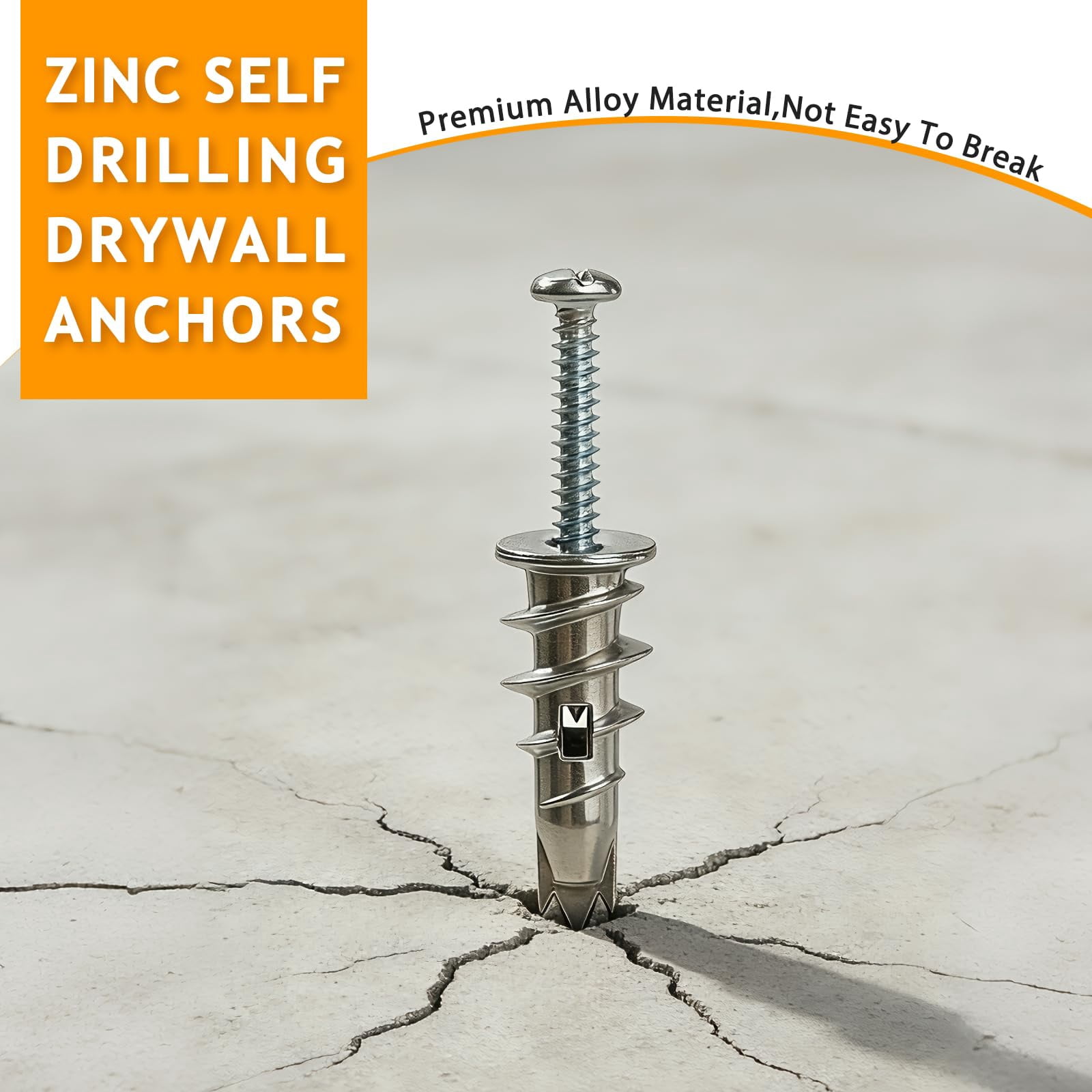 Metal Self Drilling Drywall Anchors, 116PCs Shatter-Resistant Wall Anchors and Screws Kit, 58 Heavy Duty Sheetrock Anchors + 58#6 x 1-1/4'' Screws, Zinc Hollow Dry Wall Anchors 50LB Hanging